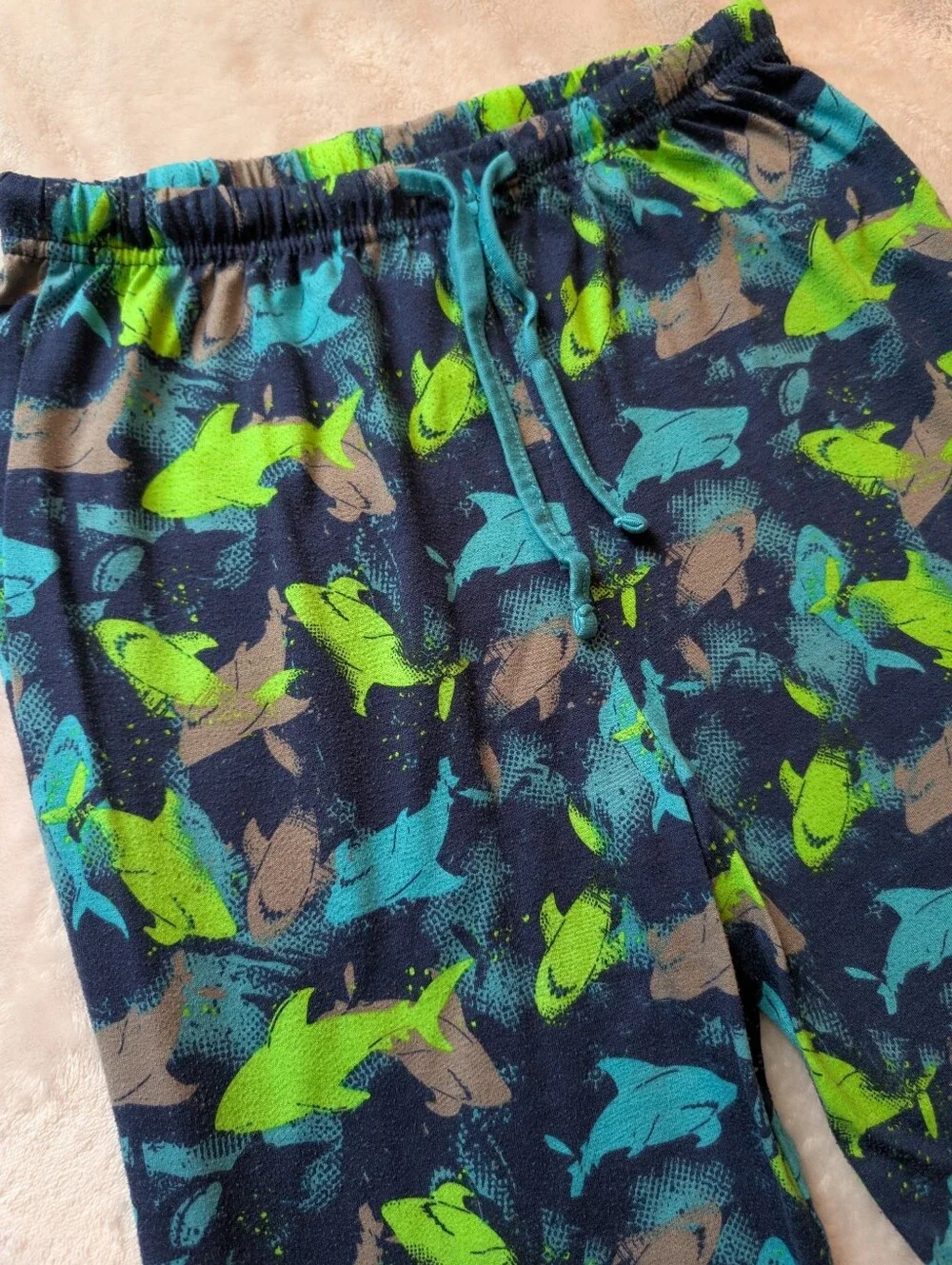 Jellifish Kids Boys Shark Pajama Sleep Set Short Sleeve Top Jogger Pants XL